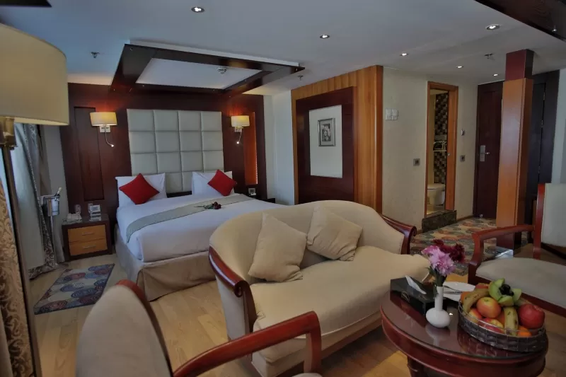 Relax in your comfortable cabin aboard the Blue Shadow I Luxor Aswan Nile Cruise 