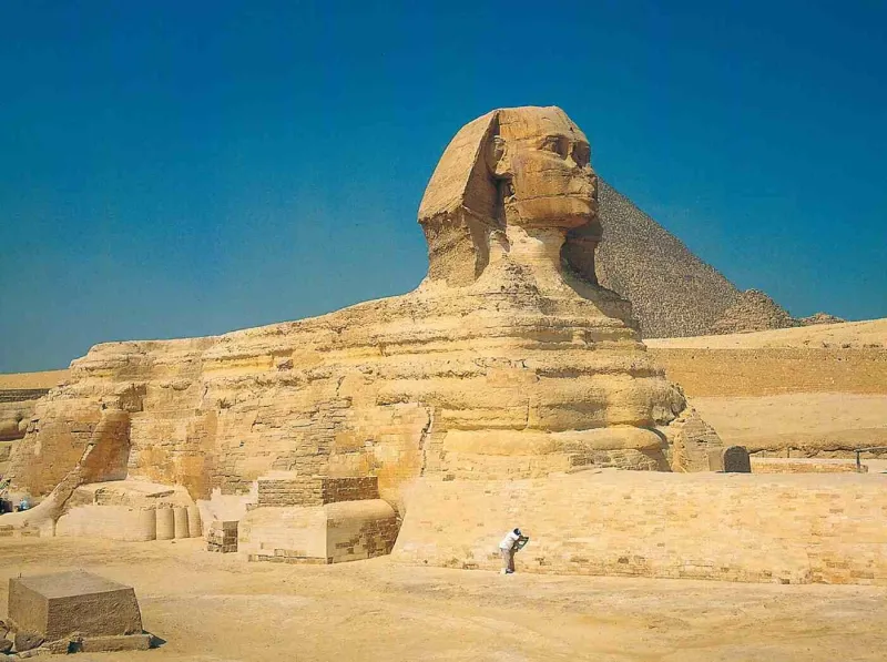 The Great Sphinx of Giza near the ancient pyramids in Cairo