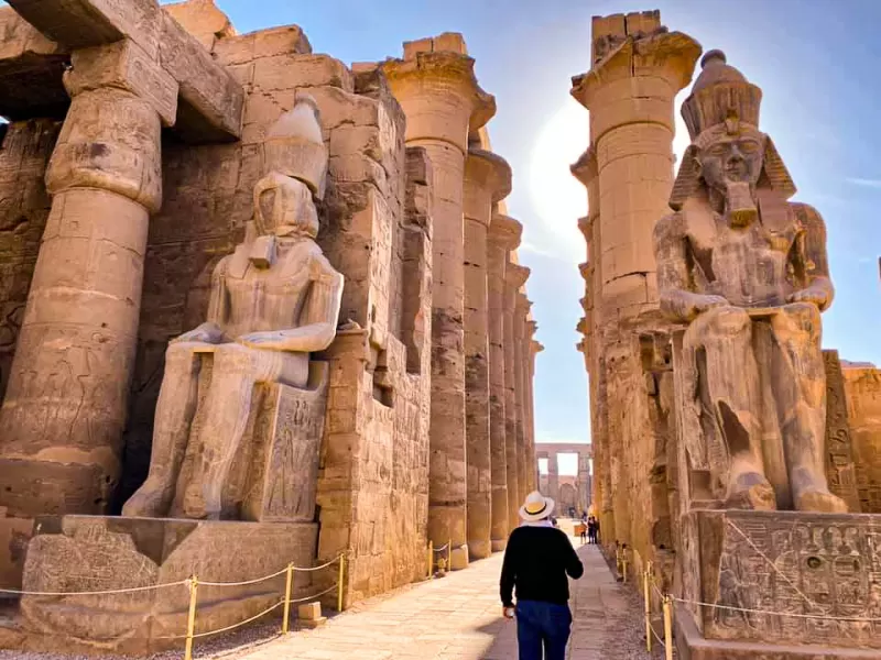 Visit the beautifully illuminated Luxor Temple during your luxury 8 Days Egypt Tour.