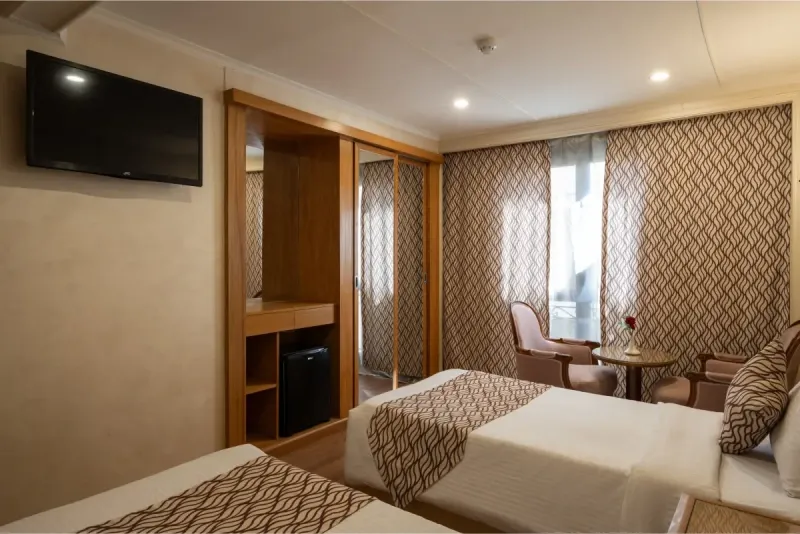 Kleos Nile Cruise twin bedroom cabin interior