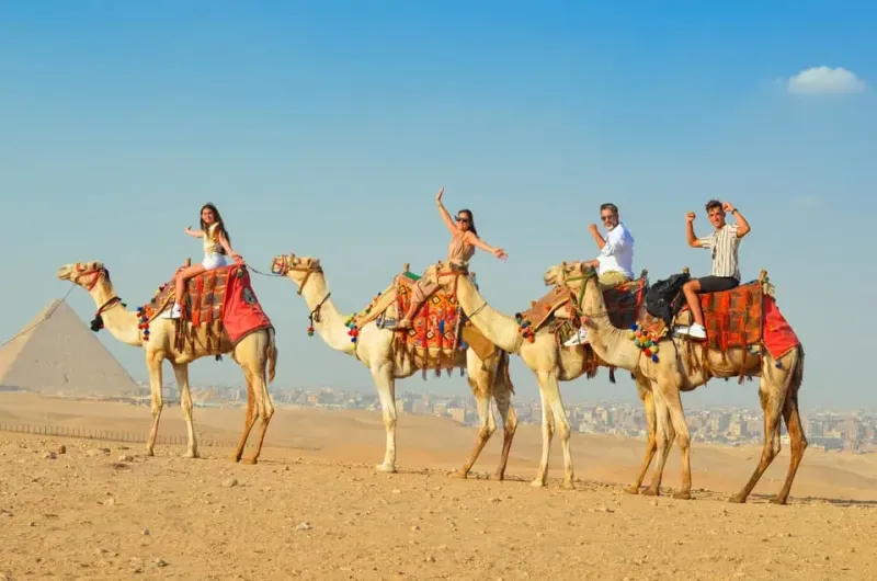 Giza Pyramids sunset camel ride experience