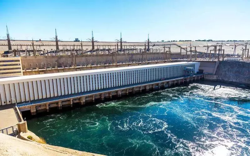 High Dam in Aswan Egypt overlooking the Nile River with scenic views