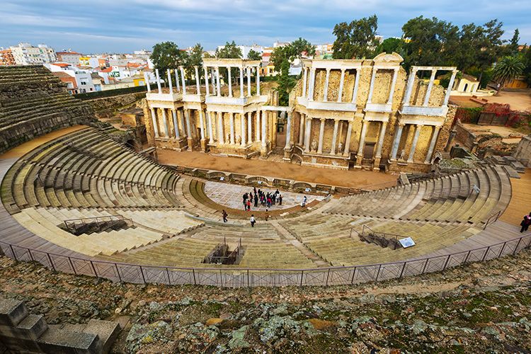 Ancient Roman ruins of Jerash, with colonnaded streets and theatre