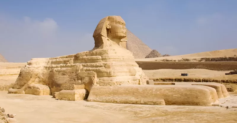 Stand before the iconic Sphinx of Giza while exploring Egypt on an 8-day luxury Egypt tour.