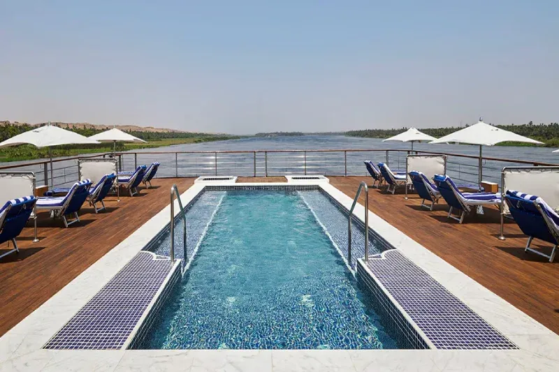 Swimming pool aboard luxury cruise