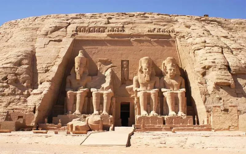 Experience the majestic Abu Simbel Temples near Aswan, a highlight of Egypt and Jordan tours.