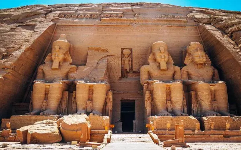 Abu Simbel Temple in Egypt featuring massive rock-cut statues of Pharaoh Ramses II
