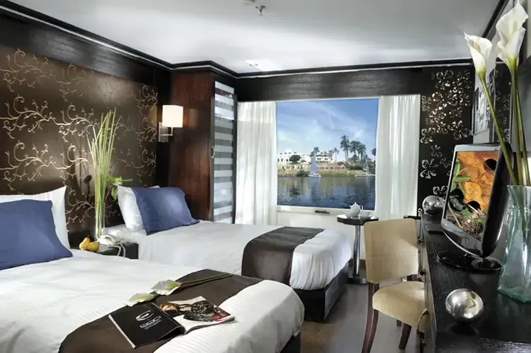 MS Nile Premium Cruise at sunset on the Nile between Luxor and Aswan