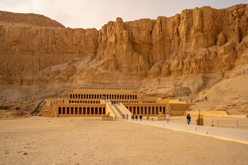 Visit the Temple of Hatshepsut in Luxor, a masterpiece of ancient Egyptian architecture, included in luxury Egypt and Jordan tours.