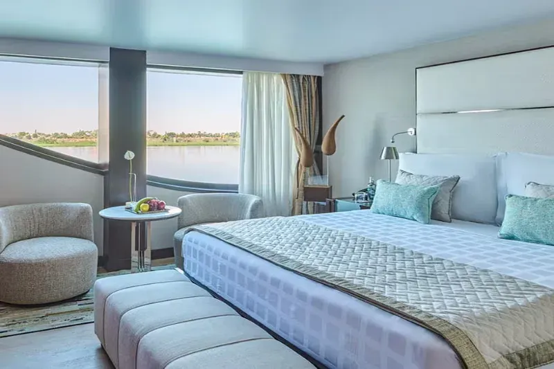 Elegant bedroom overlooking Nile River