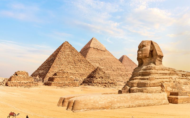 The Giza Pyramids featured in the 7 Days Cairo Luxor and Aswan Tour