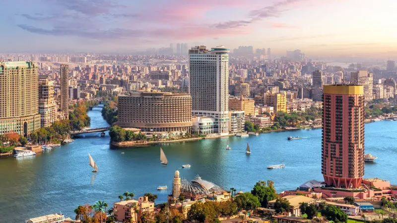 Cairo city skyline with Nile River view during Egypt tour from Dahab