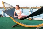 Luxury sun deck with pool and sun loungers on Steigenberger Minerva Nile Cruise