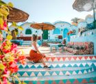 Colorful Nubian village along the Nile River in Aswan, Egypt