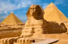 Great Sphinx of Giza with ancient Egyptian