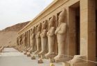Queen Hatshepsut Temple glowing in soft winter light on Egypt Christmas tour